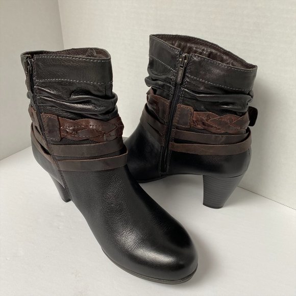 PIKOLINOS Black Leather with brown trim. Booties In Size 41 - Picture 6 of 8